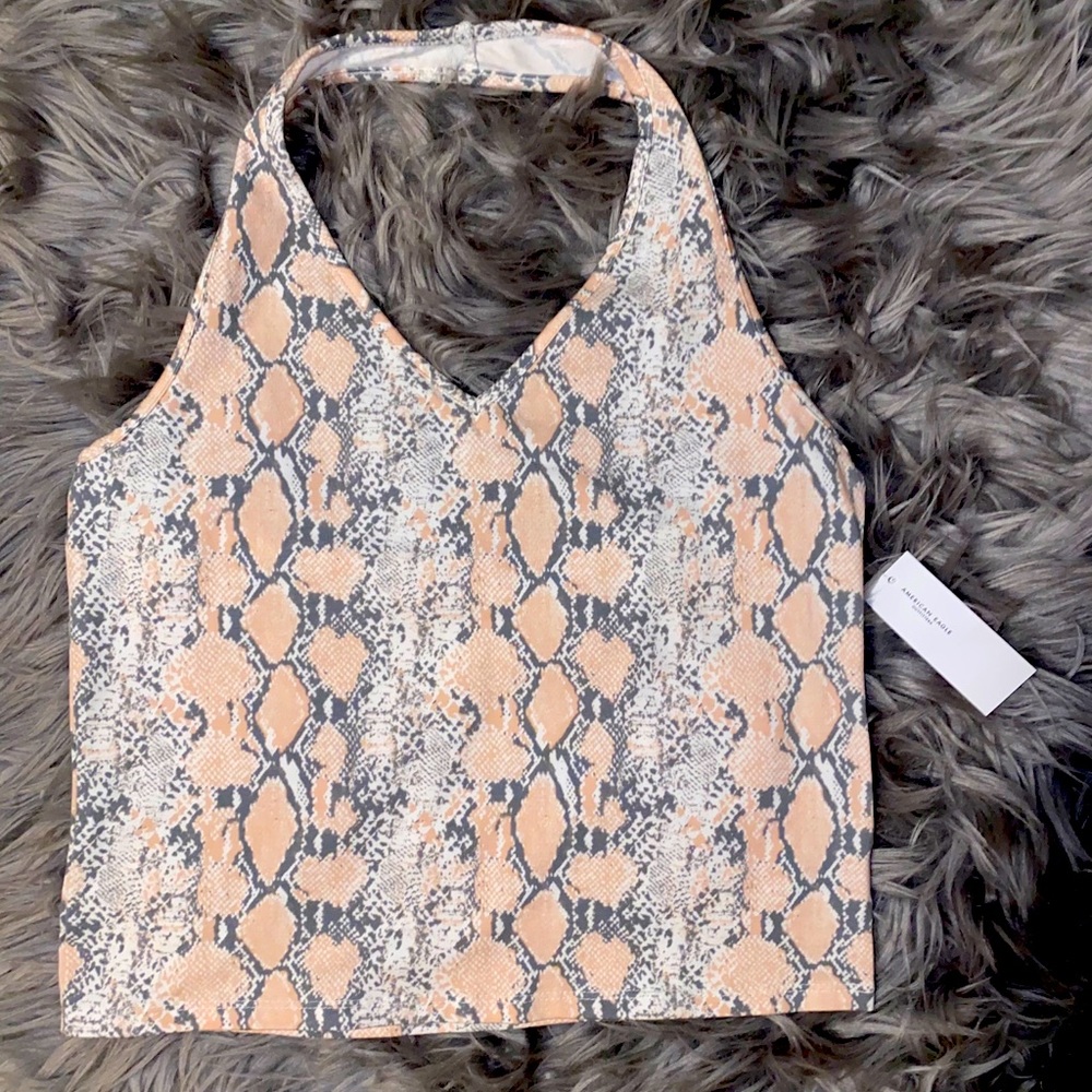American Eagle cropped halter snakeskin top!